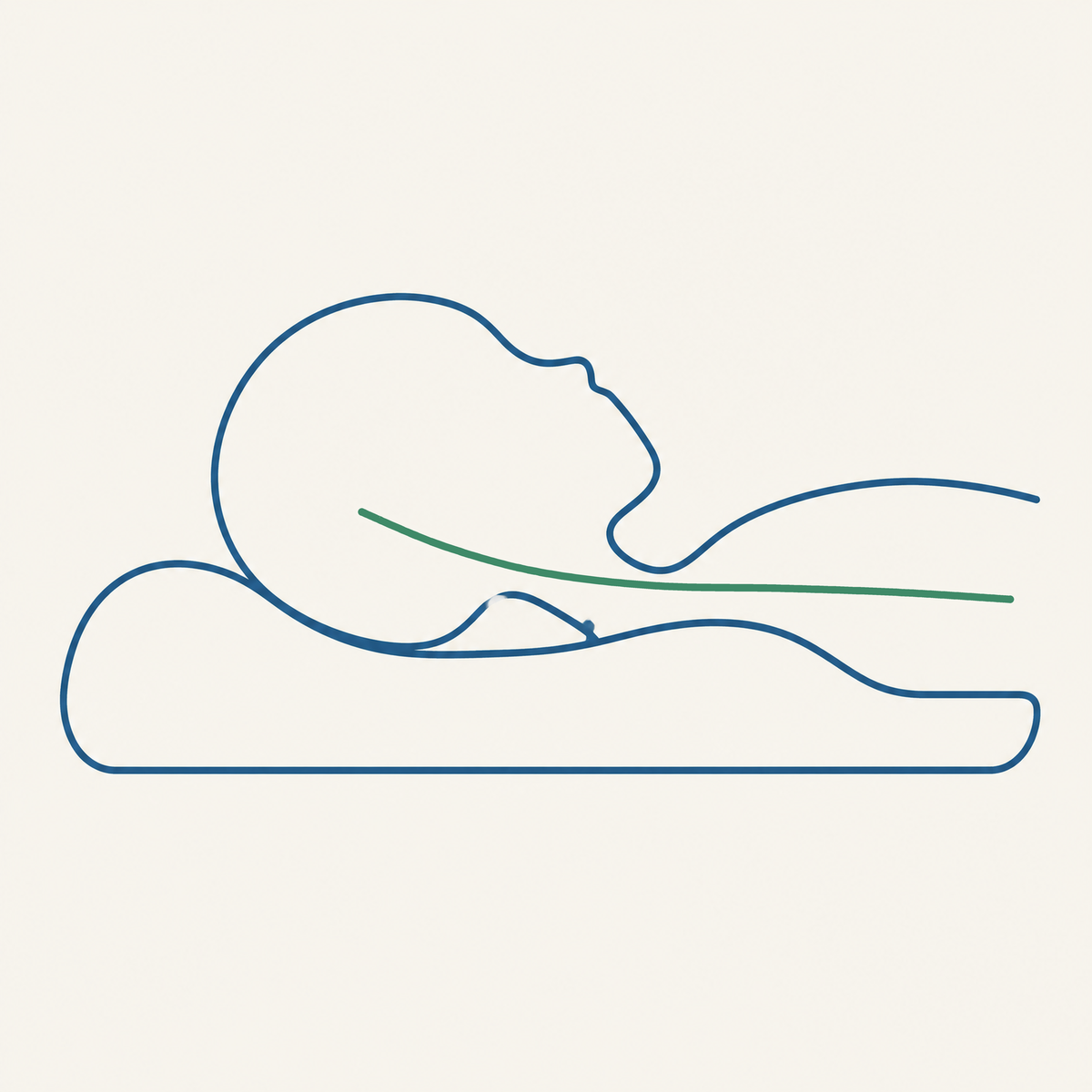 The same child's head level on the Little Otter contour, chin off the chest